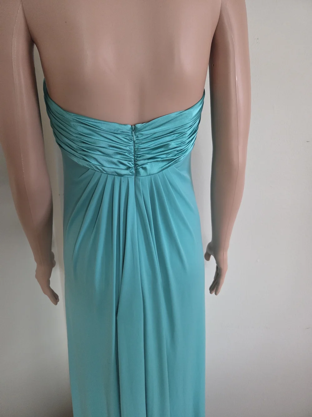 DAVID'S BRIDAL Strapless Maxi Dress Tiffany Blue Size 10 Bridesmaid Formal Prom